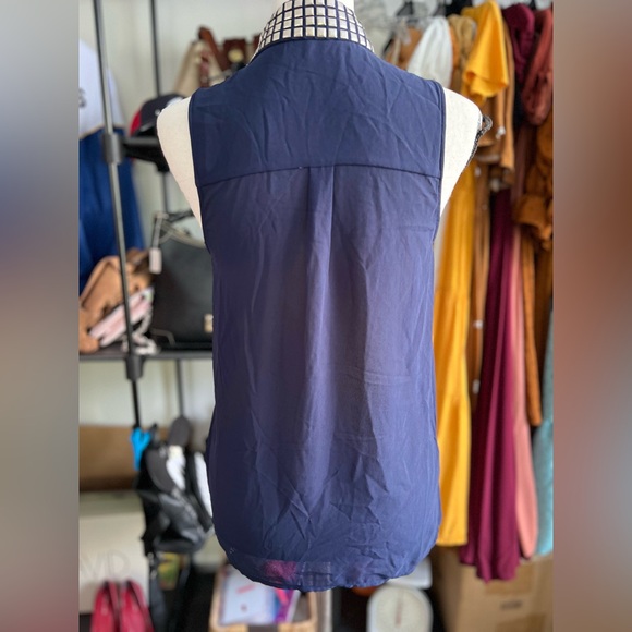 Katie k Sexy Metallic Studded Collar Navy Blue Shirt size Xs - Picture 5 of 8